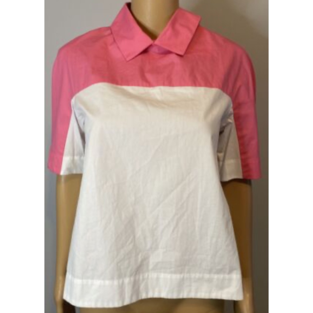 NWT I'm ISOLA MARRAS PINK/WHITE BUTTON DOWN TOP SZ 42